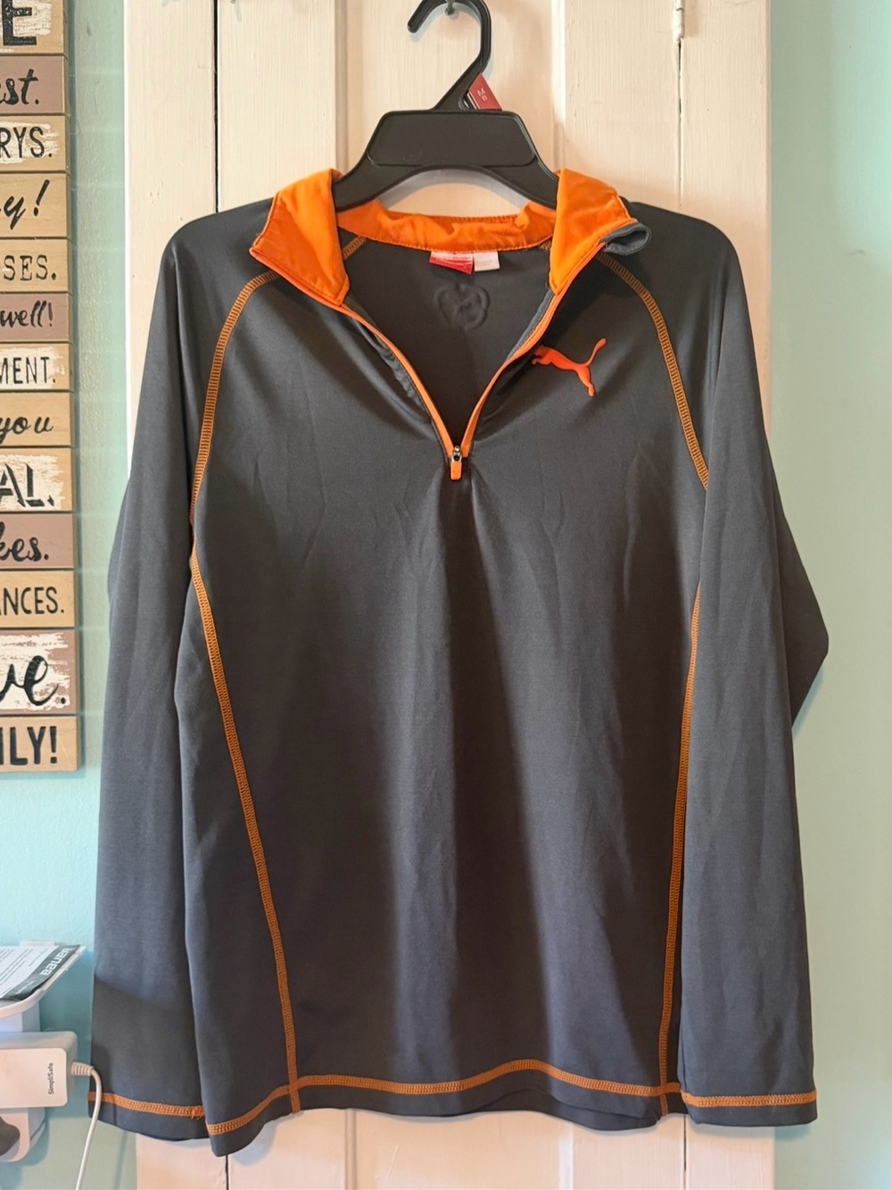 Puma Boys’ Black Jacket with Orange Trim Quarter-Zip Performance Pullover